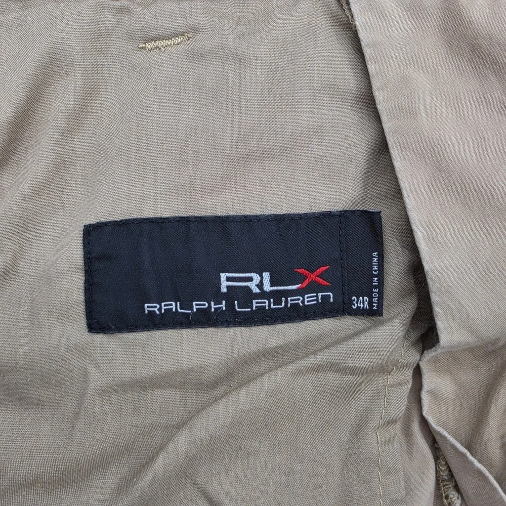 Vintage RLX Ralph Lauren Mens 34R Tech Cargo Pants Khaki Gorpcore Archive‎ Zip